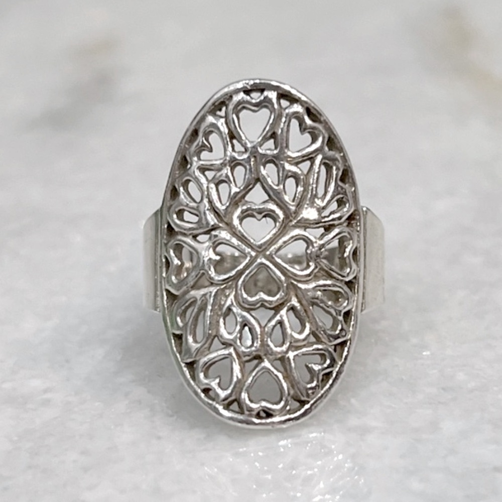 Sterling Silver Open Heart Statement Ring
